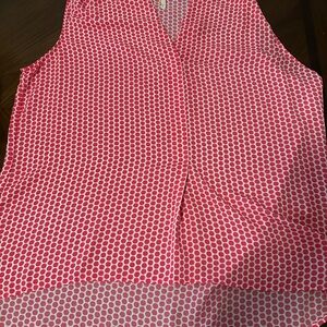 Laundry By Shelli Segal Pink and White Polka Dot Blouse